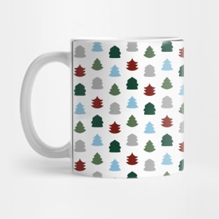 Colorful Ditsy Pine Tree Polka Dot - Red, Blue, Green, Grey - Cozy Winter Collection Mug